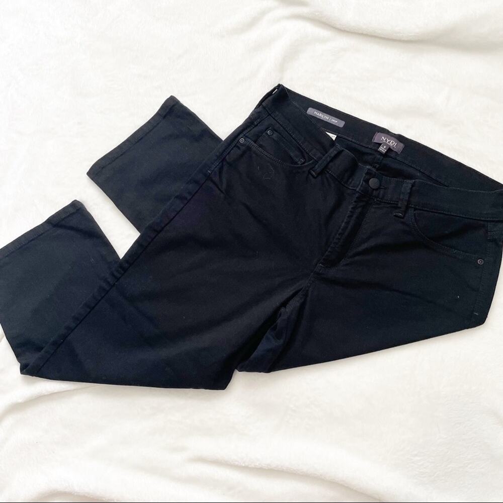 NYDJ Marilyn crop lift tuck jeans black denim size 8 stretch